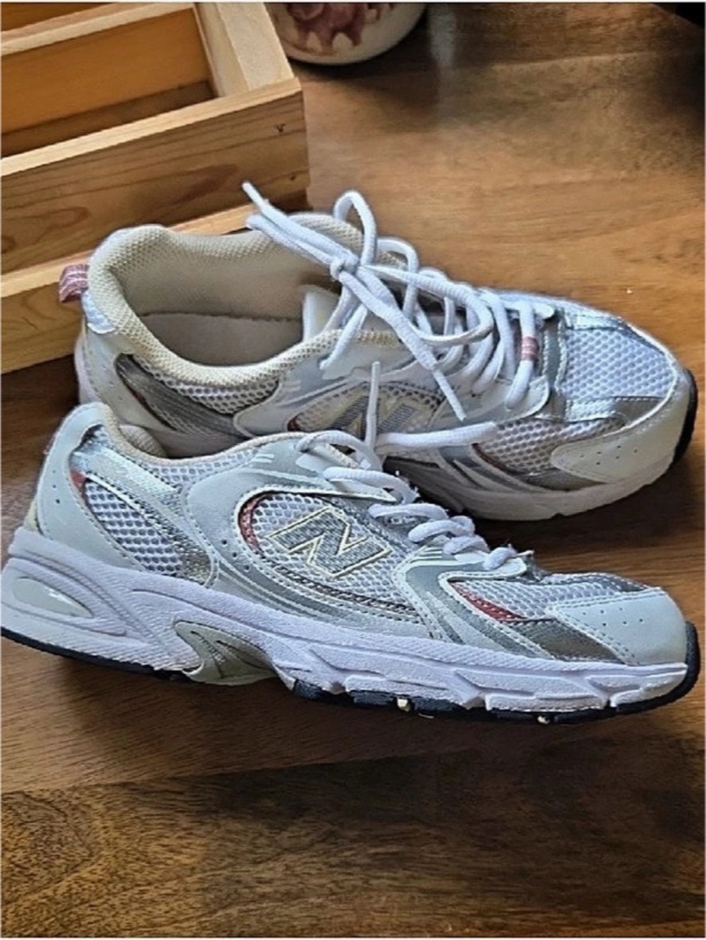 New Balance 530 White Silver Pink & Gray Sneakers